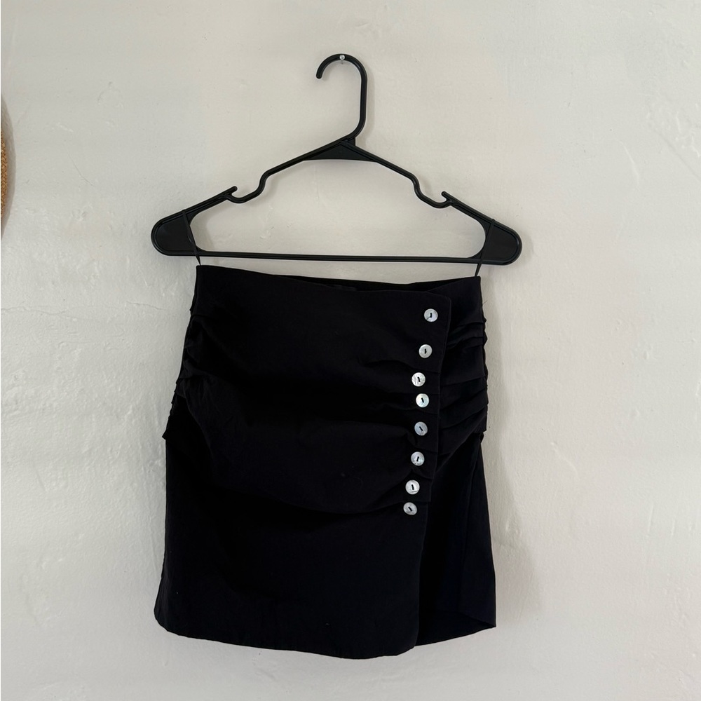 Zara Black Strapless Button Detail Top